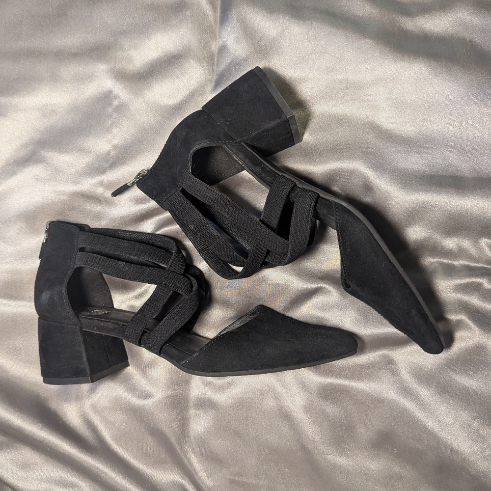 Cross Strap Block Heels